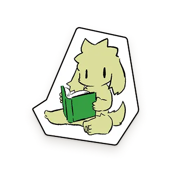 ダックスさんが本を読んでいるイラスト